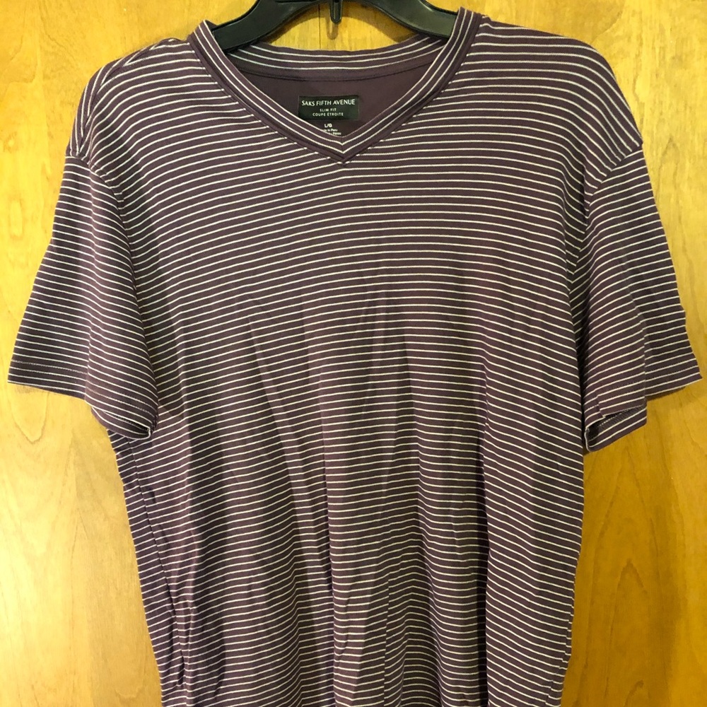 Purple and white striped shirt